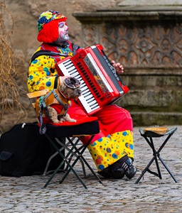 Germany-Rothenburg-Street-Musician-His-Dog